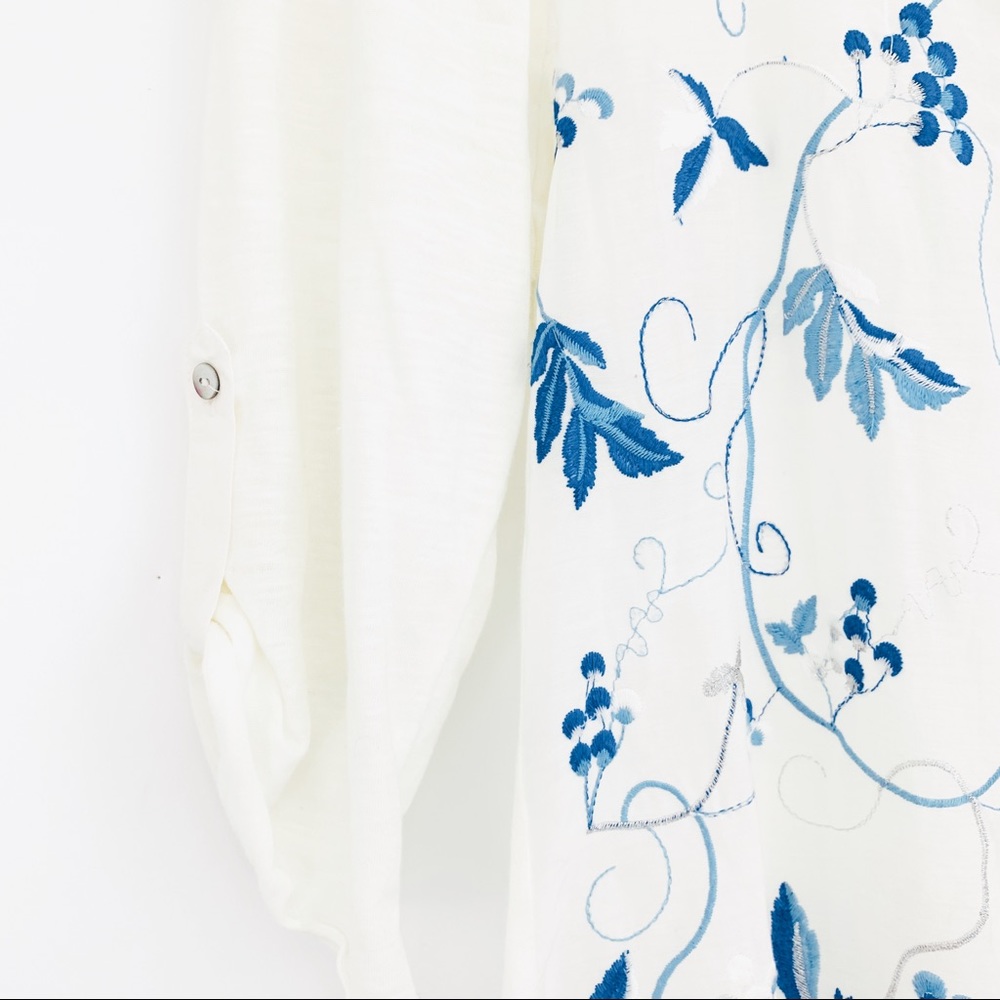 Anthropologie Tiny Embroidered Button Down Henley - Picture 3 of 8